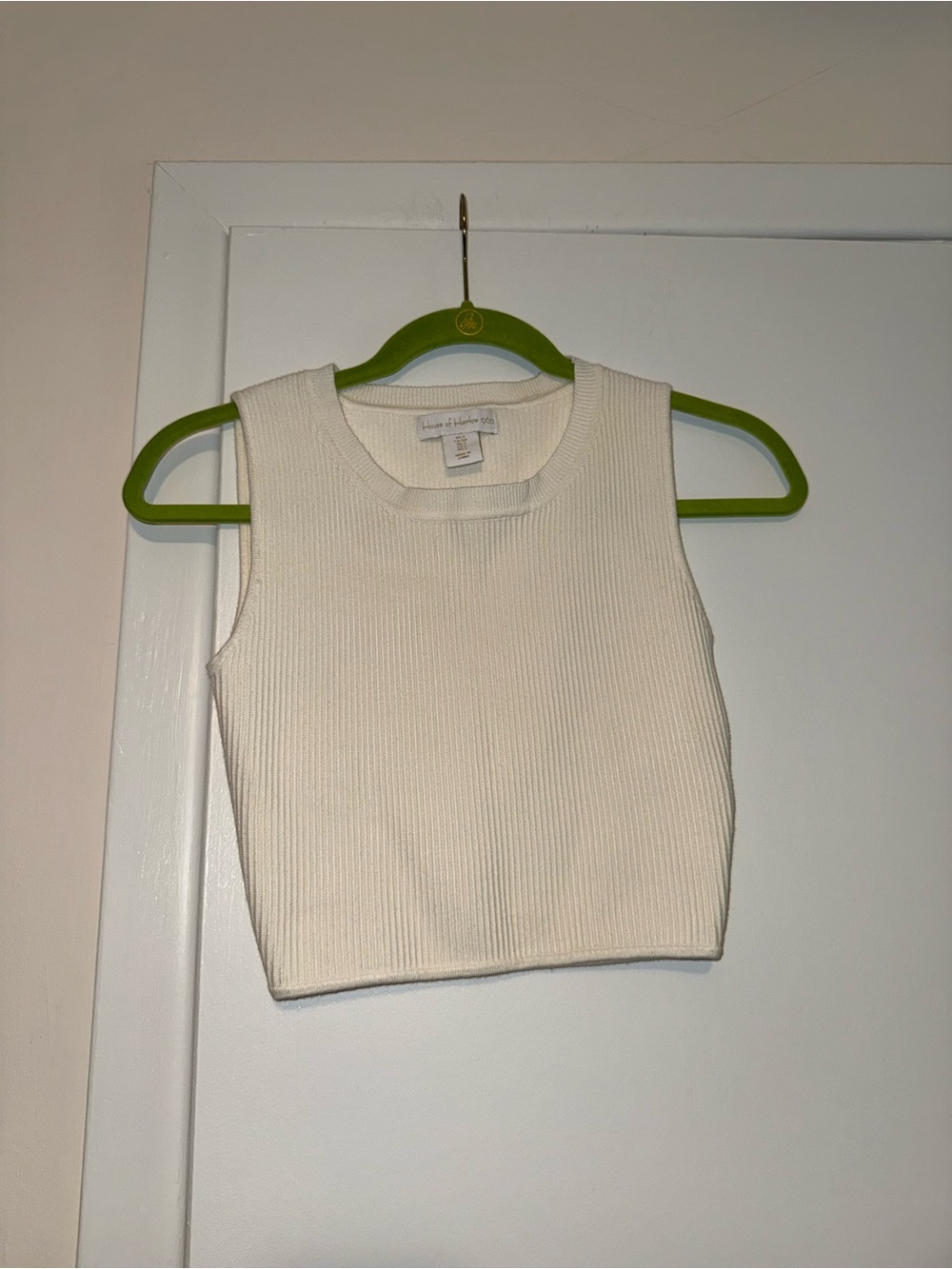 House of Harlow 1960 Cream Ribbed Knit Crop Tank - Picture 2 of 5